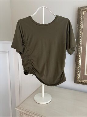 Zella Olive Green Short Sleeve Ruched Tee